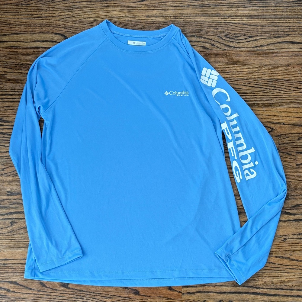 Columbia Long Sleeve Performance Tee - Sky Blue with White Logo